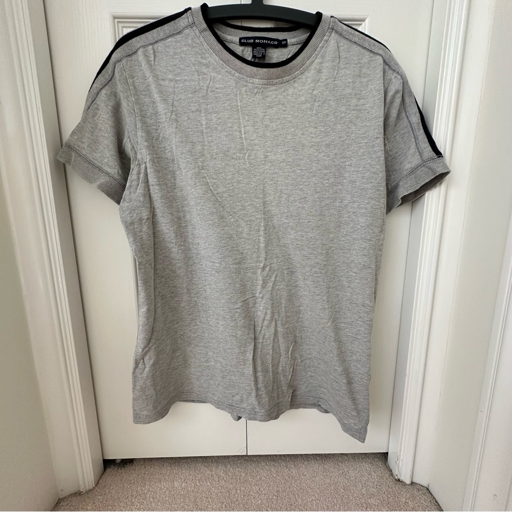 Vintage Club Monaco Men Gray Cotton Short Sleeve Tee S